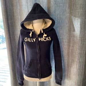 Gilly Hicks Navy & Cream Hooded Sweatshirt Zipper Jacket S